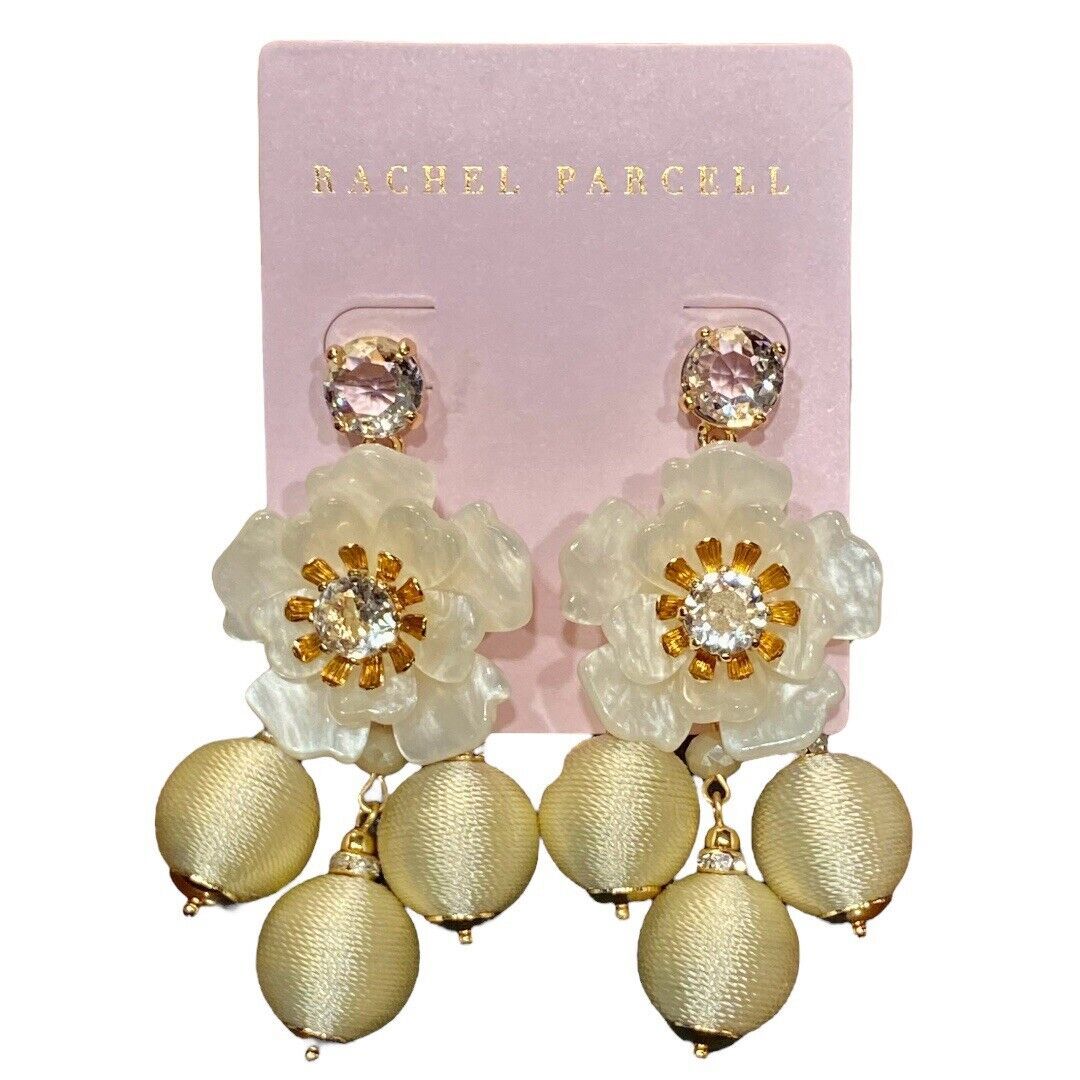 Rachel Parcell Floral Drop Statement Earrings Nwt $48 Msrp